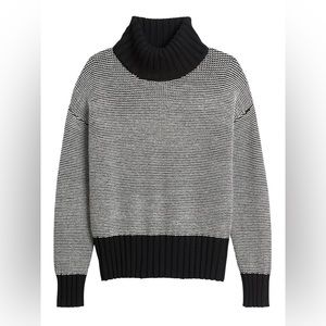 Banana Republic | Petite Chunky Turtleneck Sweater Black & White colorblock